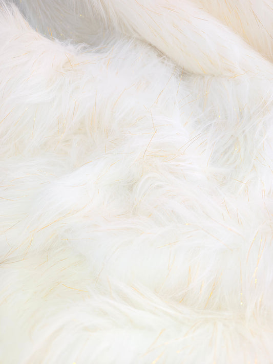 Mink Pelo Largo Blanco Brillo Oro x Metros Ref. 12666