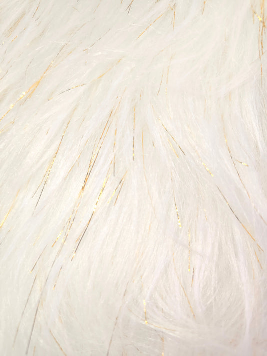 Mink Pelo Largo Blanco Brillo Oro x Metros Ref. 12666